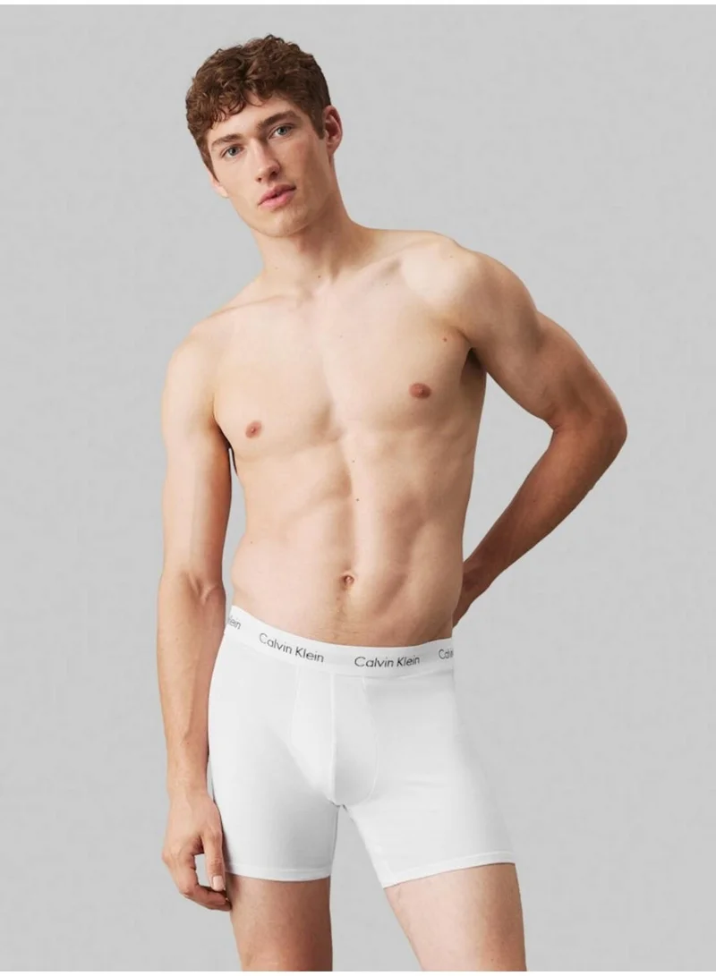 كالفن كلاين طقم 3 سراويل داخلية قصيرة - كوتون ستريتش