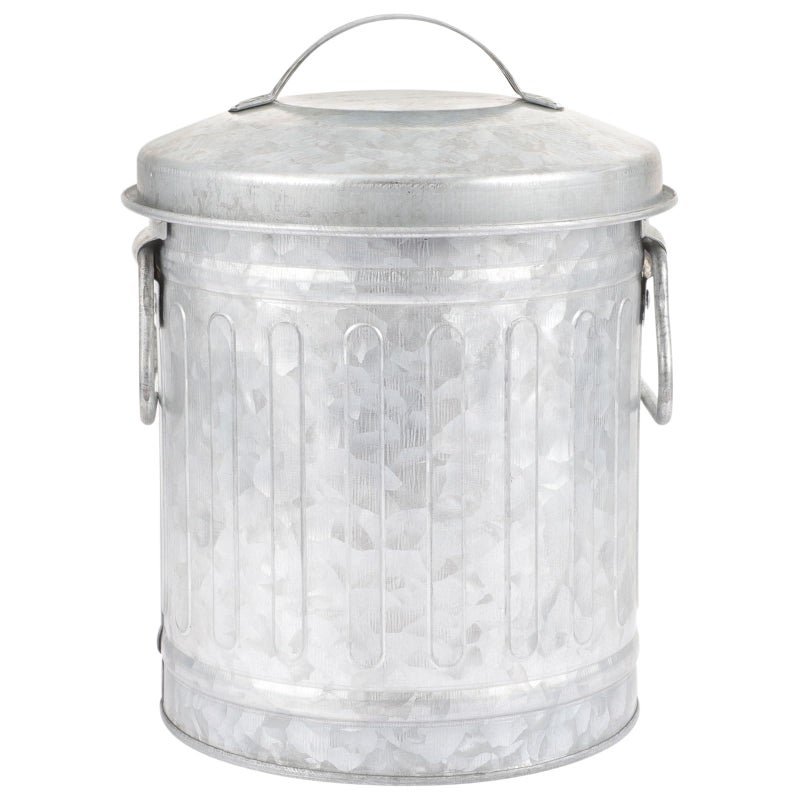 NUOBESTY Rustic Iron Desktop Stationery Bucket  Mini Trash Can with Lid Vintage Metal Waste Basket for Home Office Kitchen Bedroom Flower Pot  Pen Holder 57 x 57 x 727 Inch