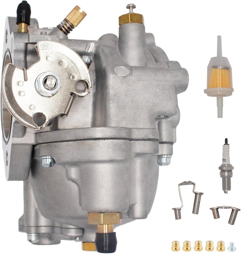 JIK New Super E Carburetor for Harley Big Twin & Sportster S&S Shorty Carb 11-0420 with Fuel Filter and Spark Plug - Image 3