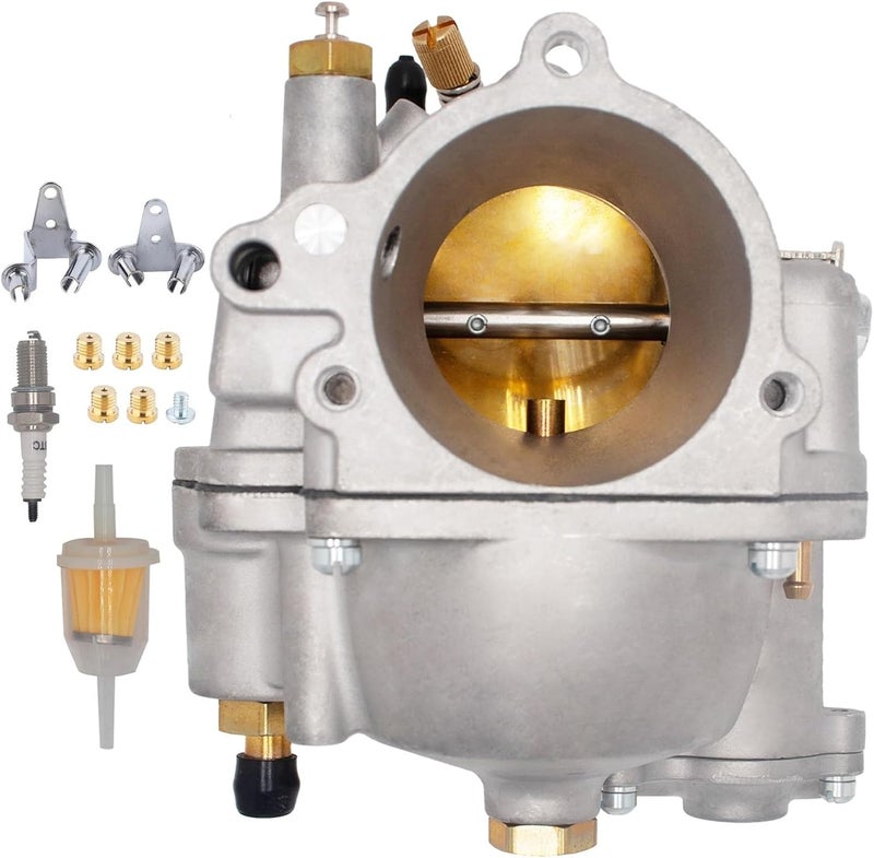 JIK New Super E Carburetor for Harley Big Twin & Sportster S&S Shorty Carb 11-0420 with Fuel Filter and Spark Plug - Image 2