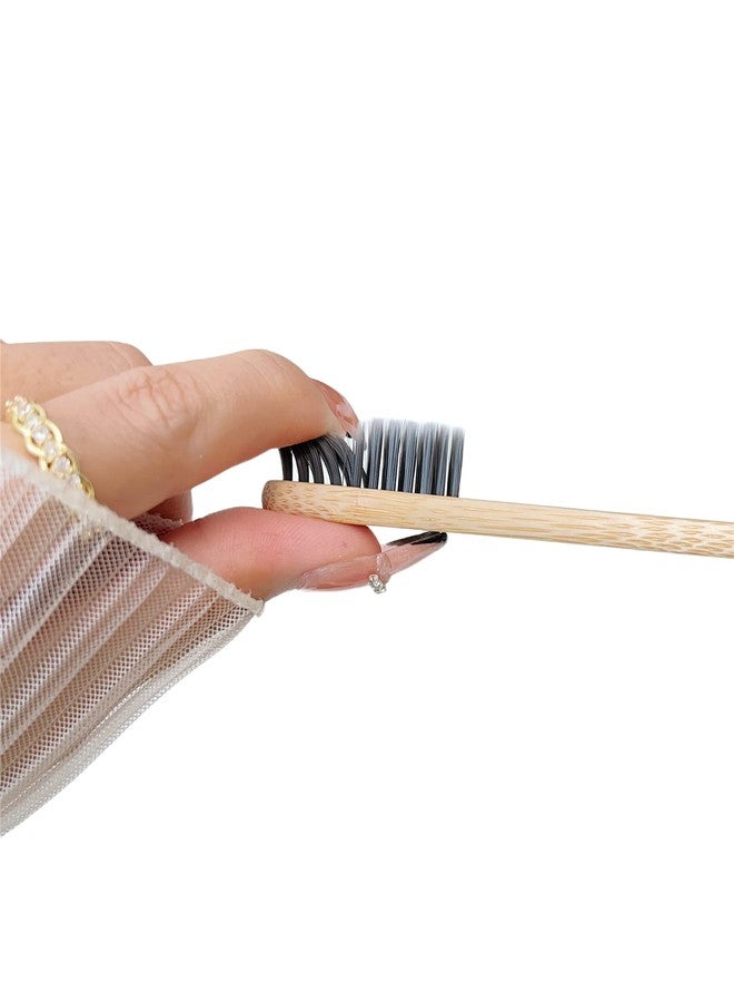 Athelas Premium Set of 4 Charcoal Activated Bamboo Toothbrushes | Eco Friendly 100% Natural Toothbrush with Soft Bristles Manual Toothbrush Bamboo (Charco) - Image 3