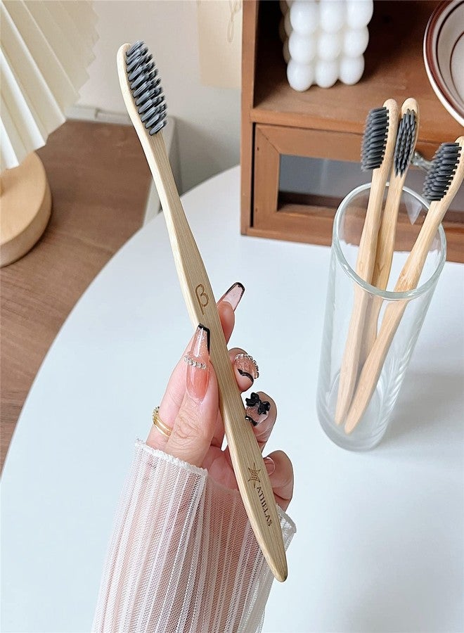 Athelas Premium Set of 4 Charcoal Activated Bamboo Toothbrushes | Eco Friendly 100% Natural Toothbrush with Soft Bristles Manual Toothbrush Bamboo (Charco) - Image 4