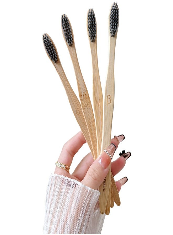 Athelas Premium Set of 4 Charcoal Activated Bamboo Toothbrushes | Eco Friendly 100% Natural Toothbrush with Soft Bristles Manual Toothbrush Bamboo (Charco) - Image 1