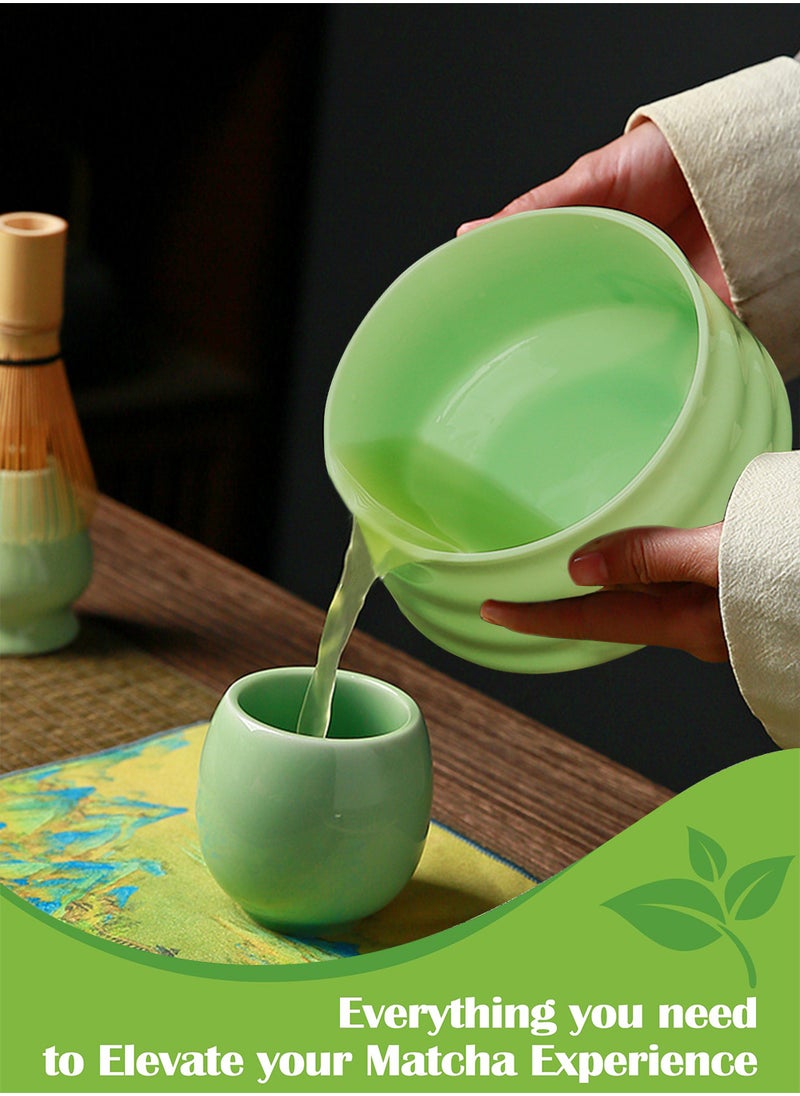 9 Piece Matcha Whisk Set Bamboo Porcelain Tea Tools Matcha Making Kit Matcha Gift Box,  Include Matcha Bowl, Ceramic Whisk Holder, Matcha Whisk, matcha canister, Stainless Steel Spoon, Filter screen, Scoop Stand, Tea Whisk, Tea Towel