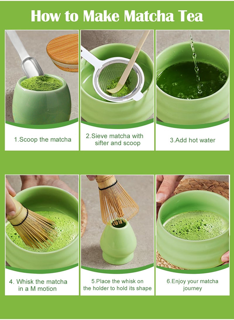 9 Piece Matcha Whisk Set Bamboo Porcelain Tea Tools Matcha Making Kit Matcha Gift Box,  Include Matcha Bowl, Ceramic Whisk Holder, Matcha Whisk, matcha canister, Stainless Steel Spoon, Filter screen, Scoop Stand, Tea Whisk, Tea Towel