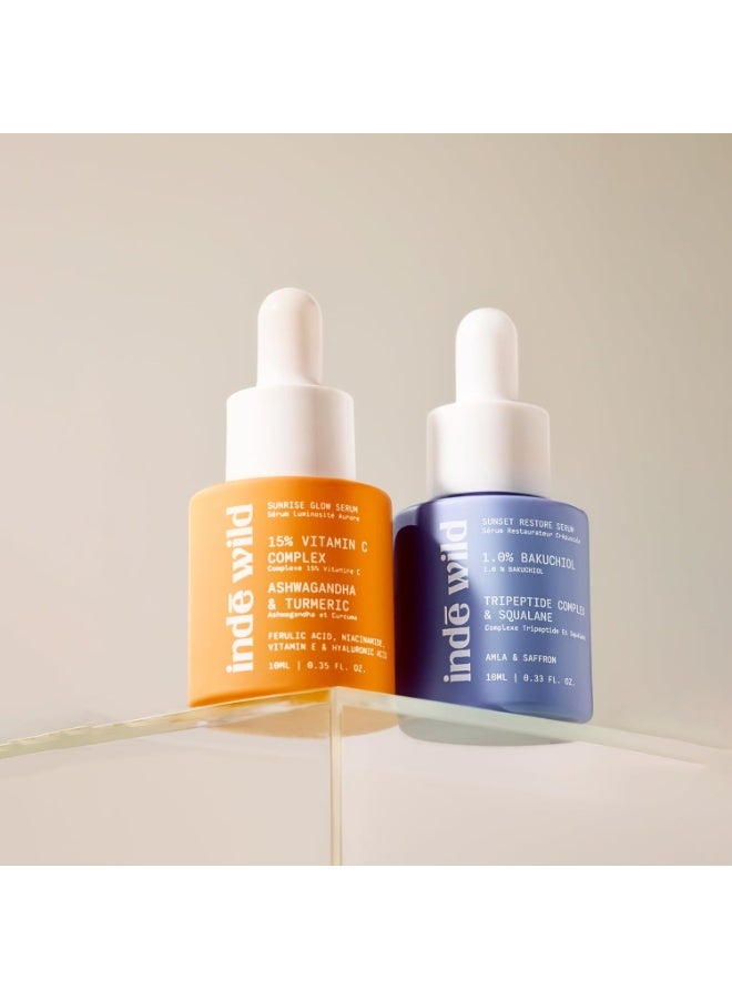 indē wild Power Players Giftbox | AM & PM Serum Duo | 10ml Each | 15% Vitamin C, Bakuchiol & Ayurvedic Actives | Hydrating, Brightening & Anti-Aging | Skin Barrier Repair - Image 2