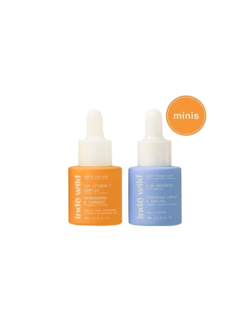 indē wild Power Players Giftbox | AM & PM Serum Duo | 10ml Each | 15% Vitamin C, Bakuchiol & Ayurvedic Actives | Hydrating, Brightening & Anti-Aging | Skin Barrier Repair - Image 4