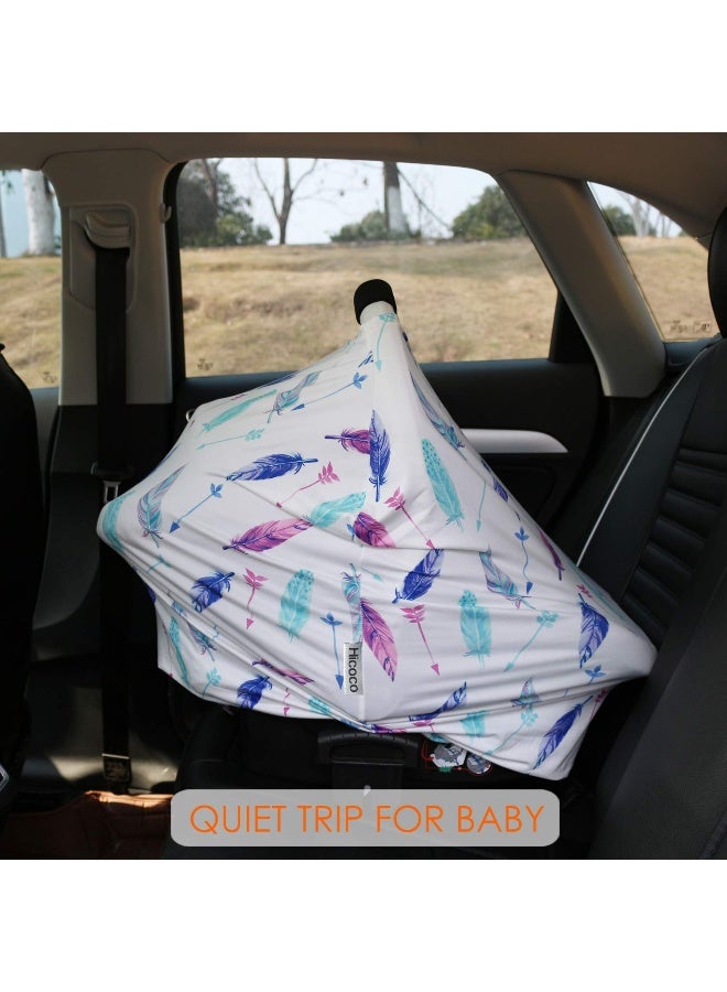 Hicoco Carseat Canopy Covers for Breastfeeding - Baby Car Seat Covers Breastfeeding Cover Multi Use Boys and Girls Shower Gifts (Feather) - Image 5