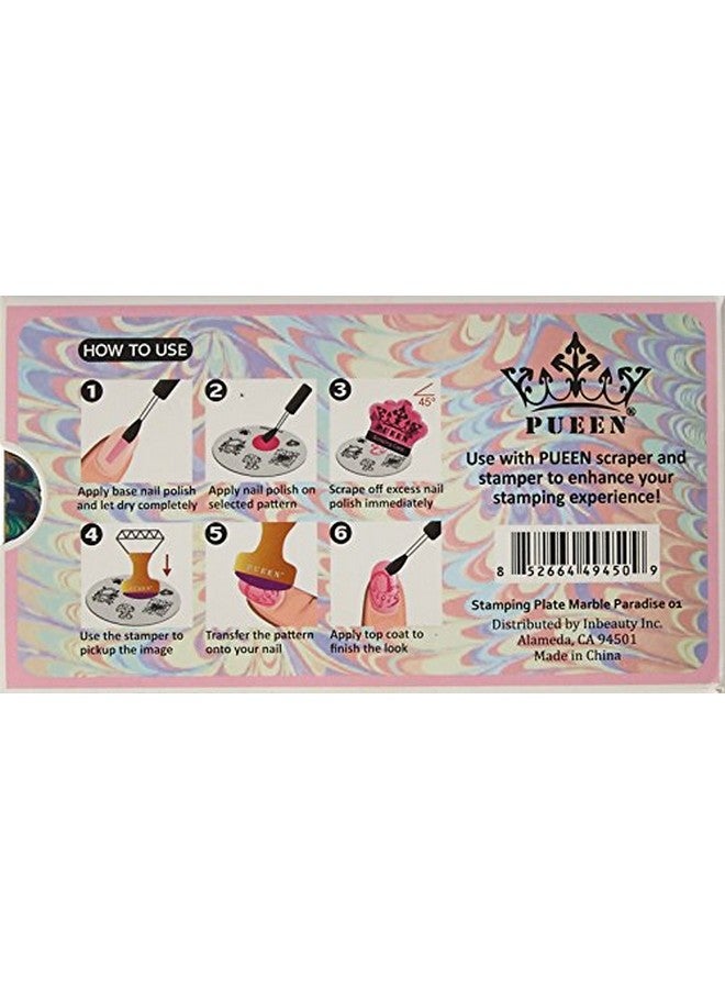 PUEEN Nail Art Stamping Plate Marble Paradise 01 Theme Park Collection 125X65Mm Unique Nailart Polish Stamping Manicure Image Plates Accessories Kit Bh000715 - Image 3