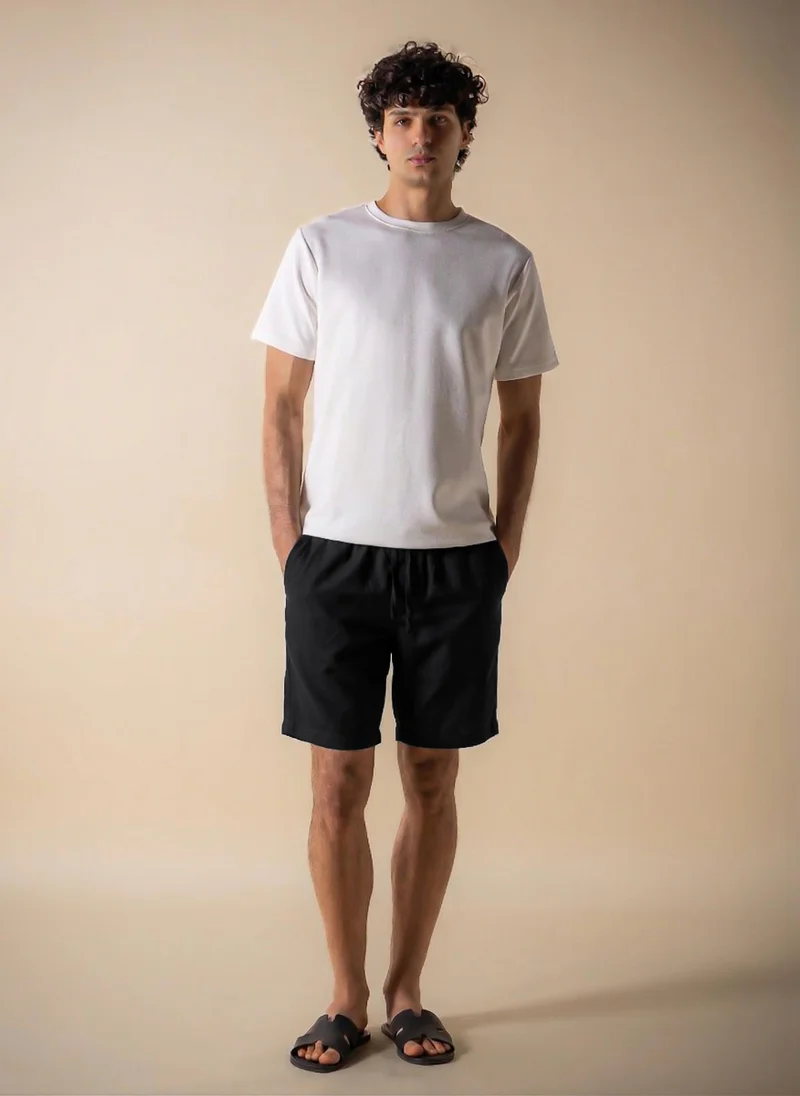 شايبس COTTON LINEN BLEND BERMUDA SHORTS