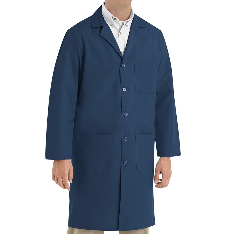 Red Kap Men's Exterior Pocket Original Lab Coat, Navy, 48 - Image 4