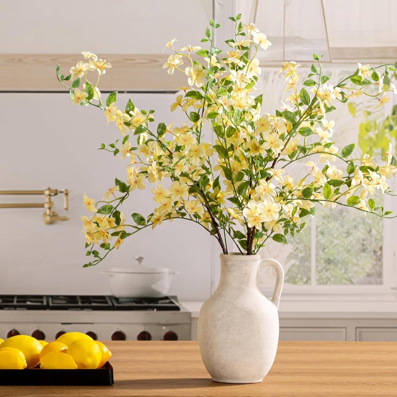 Vanselia Ceramic Flower Vase Home Decor - 10 Inch Large White Rustic Table Flowers Vases Living Room Bedroom Plant Decorations Farmhouse Vintage for Kitchen Shelf Office Coffee Dining Desk House Women - Image 2