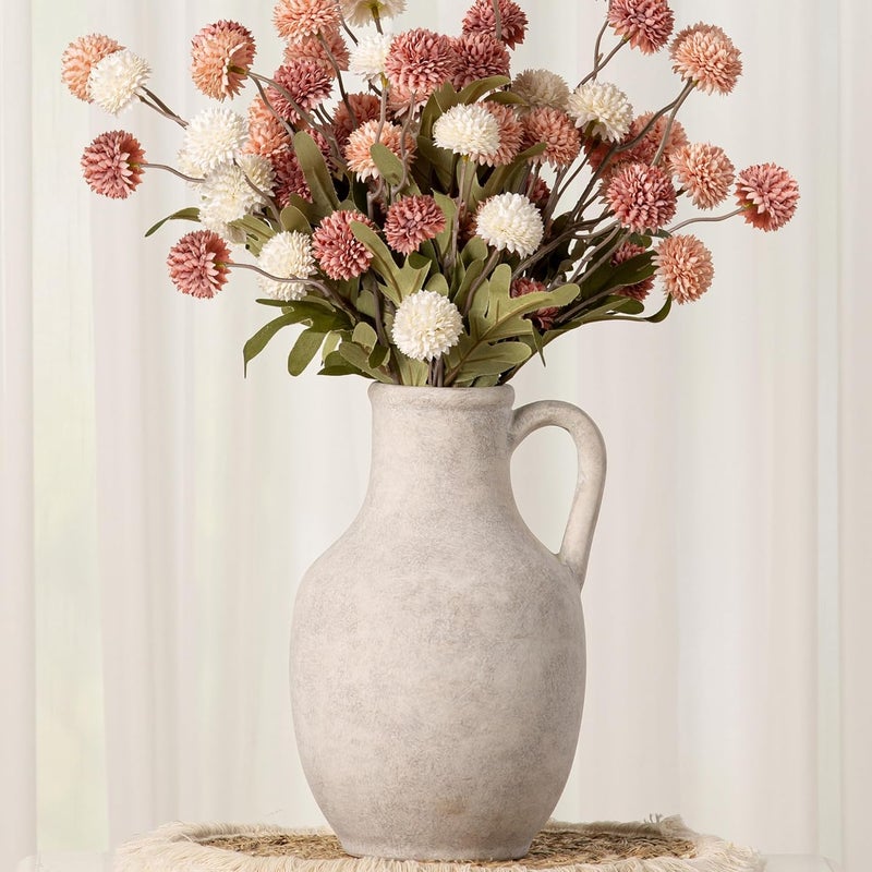 Vanselia Ceramic Flower Vase Home Decor - 10 Inch Large White Rustic Table Flowers Vases Living Room Bedroom Plant Decorations Farmhouse Vintage for Kitchen Shelf Office Coffee Dining Desk House Women - Image 4