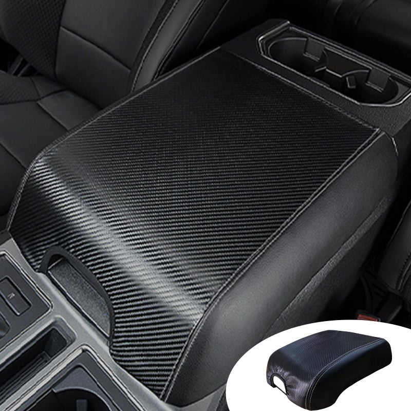 Pincuttee Center Console Cover for 1521 Ford F150 F250 F350 F450Carbon Fiber Leather Armreat CoverMiddle Console Cover Box Protector Cover for Ford with Bucket Seat1521 Carbon Fiber1PC