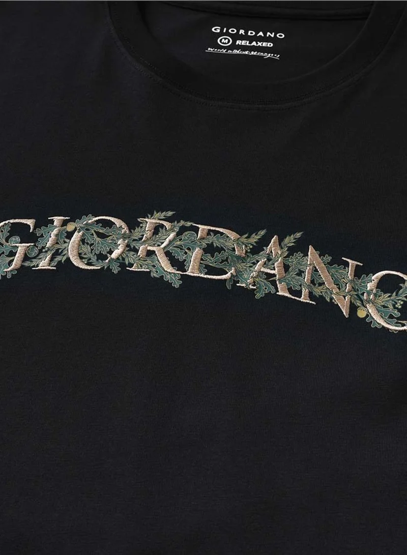 GIORDANO  Men’s Relaxed Fit Printed Crew Neck Cotton Jersey Tee for Men | Best Price UAE