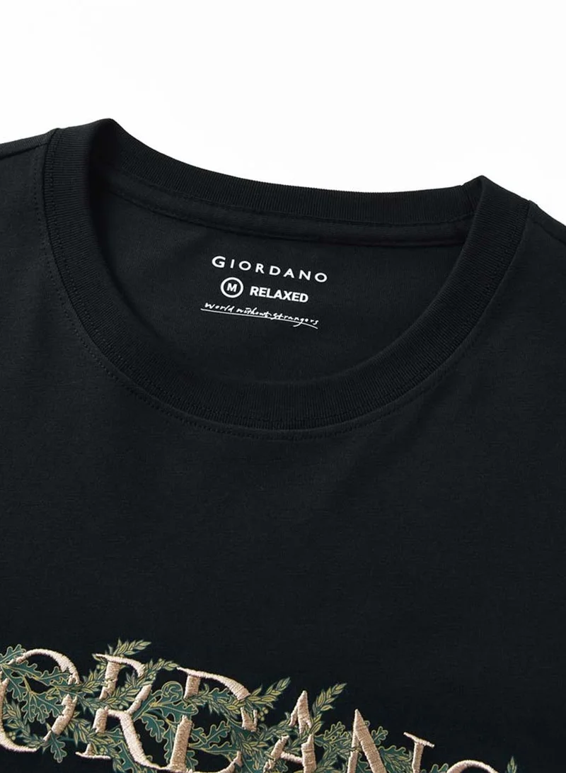 GIORDANO  Men’s Relaxed Fit Printed Crew Neck Cotton Jersey Tee for Men | Best Price UAE