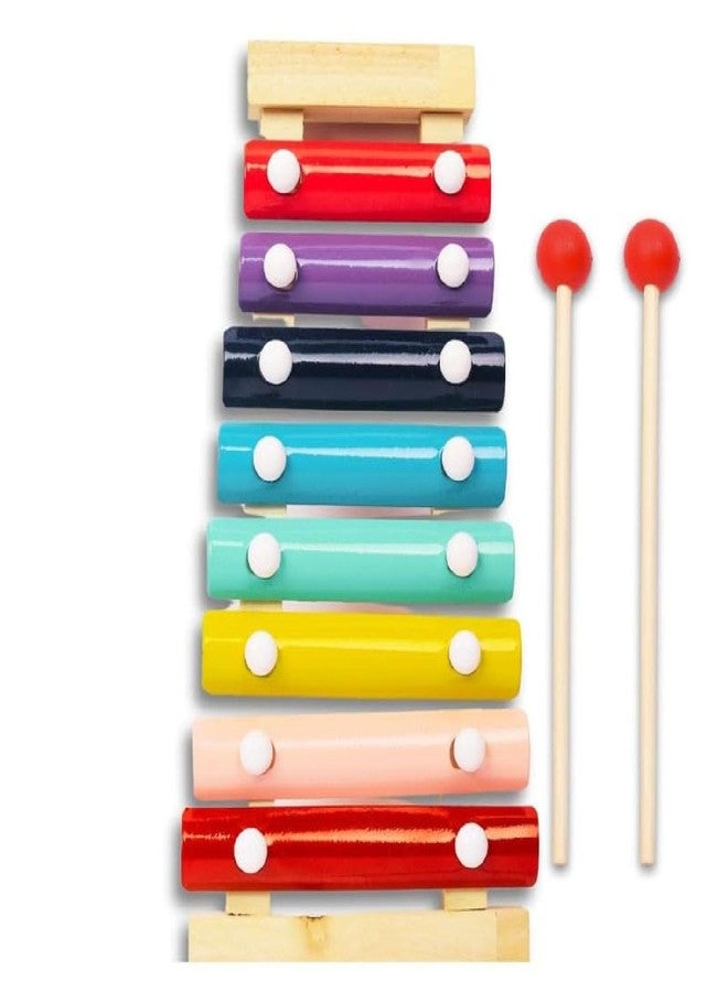 TOYJOS Wooden 8-Note Xylophone with Mallets | Non-Toxic Safe Kids Educational Musical Instrument Toy | Handmade Lightweight Playset Gifts for Toddlers, Boys, and Girls (Multicolour, Age 12+ Months) - Image 1