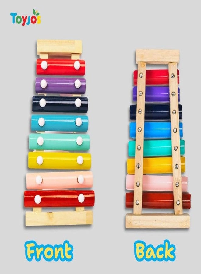 TOYJOS Wooden 8-Note Xylophone with Mallets | Non-Toxic Safe Kids Educational Musical Instrument Toy | Handmade Lightweight Playset Gifts for Toddlers, Boys, and Girls (Multicolour, Age 12+ Months) - Image 2