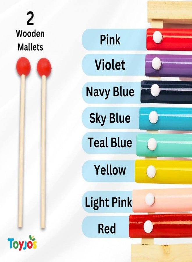 TOYJOS Wooden 8-Note Xylophone with Mallets | Non-Toxic Safe Kids Educational Musical Instrument Toy | Handmade Lightweight Playset Gifts for Toddlers, Boys, and Girls (Multicolour, Age 12+ Months) - Image 4