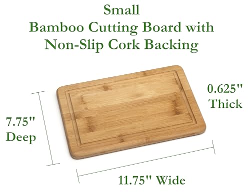 Lipper International Bamboo Wood Kitchen Cutting and Serving Board with Non-Slip Cork Backing, Small, 11-3/4" x 7-3/4" x 5/8" - Image 2