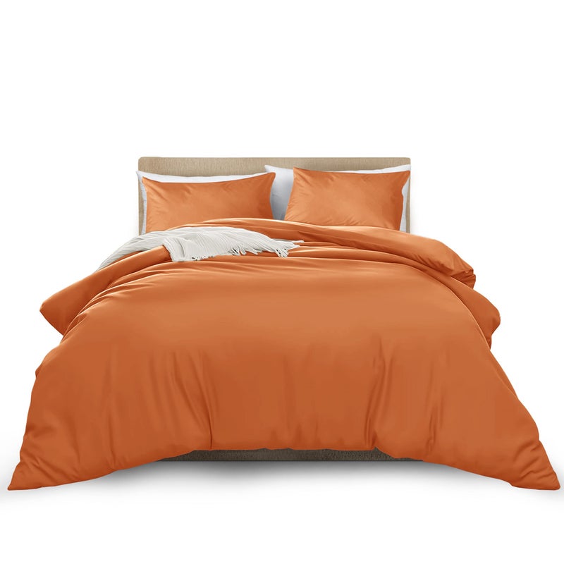 MOONLIGHT20015 King Duvet Cover Rust Solid Soft King Bedding Duvet Cover Set with 2 Matching Pillowcases