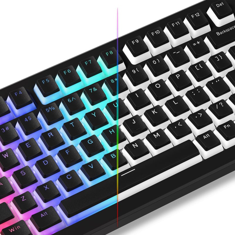 Womier Pudding Keycaps, Black PBT Keycaps 60 65 75 100 Percent 130 Keys, Shine Through Key Cap, OEM Profile for MX-stem Switches Keyboard Caps-Black - Image 1