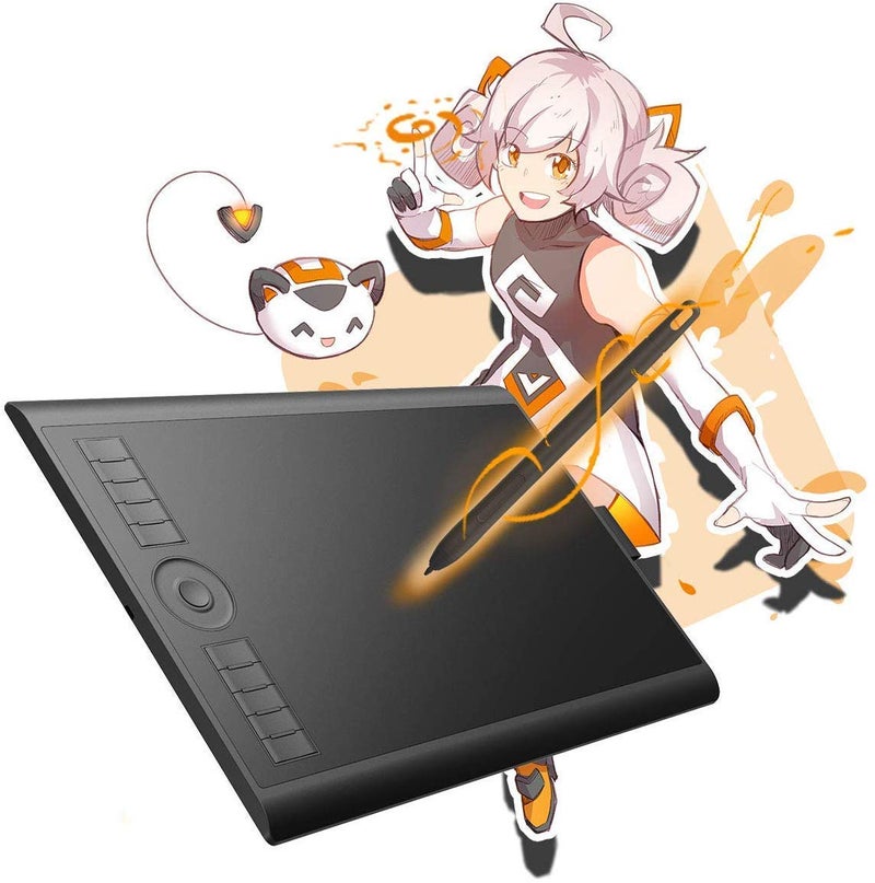 GAOMON M10K Drawing Tablet 10x6 inch Large Graphics Tablet with Touch Ring 8192 Levels BatteryFree Stylus 10 Hot Keys Art Tablet for Design Writing Editing Work with Mac Windows Android - Image 2