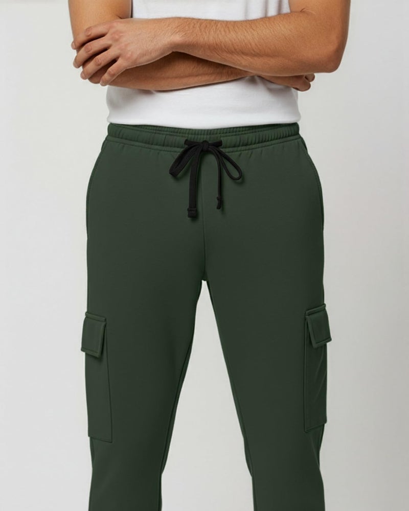 REALESSENTIALS Real Essentials 3 Pack: Men's Tech Fleece Open Bottom Cargo Sweatpants with Pockets (Available in Big & Tall) - Set 8, L - Image 4