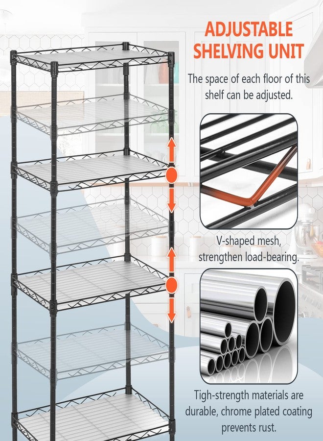 FDW 18L x 12W x 44H Wire Shelves Metal Shelf with 4 PP Sheets Storage Shelves 4 Tier Layer Storage Shelves for Laundry Bathroom Kitchen Garage,Black - Image 5