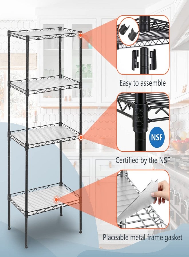 FDW 18L x 12W x 44H Wire Shelves Metal Shelf with 4 PP Sheets Storage Shelves 4 Tier Layer Storage Shelves for Laundry Bathroom Kitchen Garage,Black - Image 4