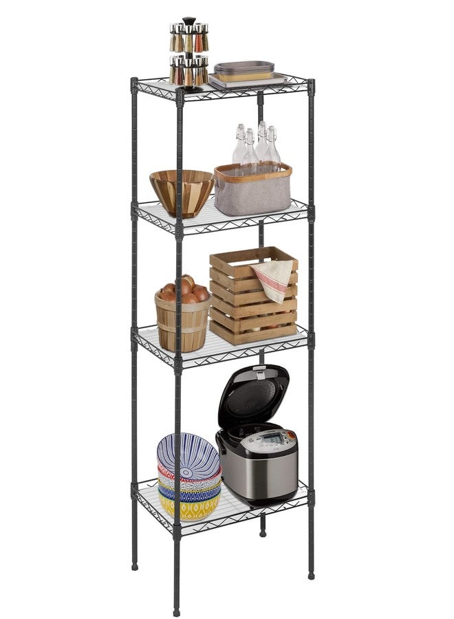 FDW 18L x 12W x 44H Wire Shelves Metal Shelf with 4 PP Sheets Storage Shelves 4 Tier Layer Storage Shelves for Laundry Bathroom Kitchen Garage,Black - Image 1