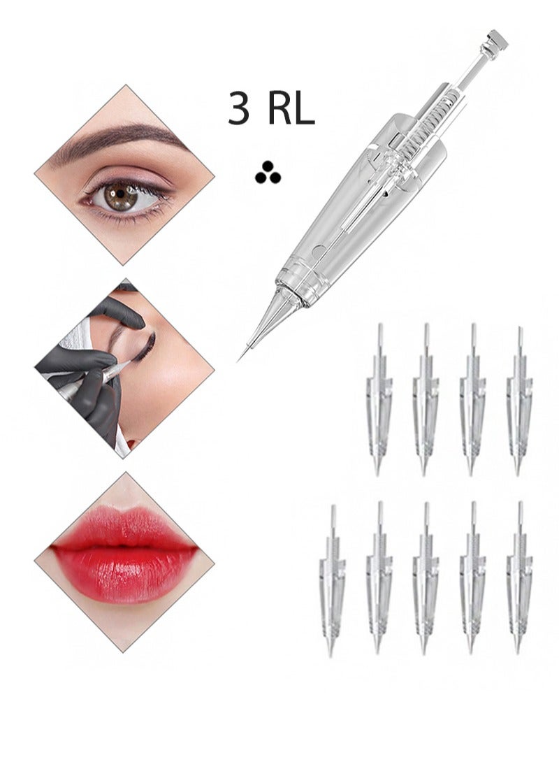 HaLunhi 10pcs Eyebrow Tattoo Needles，For eyebrows, eyeliner and lips（3RL） - Image 1