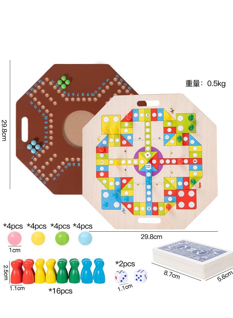 لعبة لوحة ثنائية الوظيفة (لعبة الشطرنج الطائرية) ألعاب خشبية منزلية - Image 3
