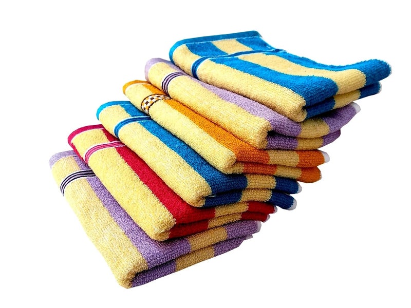 Space Fly Cotton Striped Hand Towels High Absorbent Size 11X 17 inch Set of 6_Cabana Multi Color
