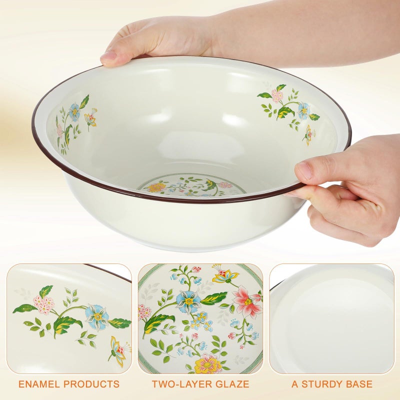Vintage Enamel Mixing Bowl 28cm Thickened For Dough Preparation And Food Storage - Image 4