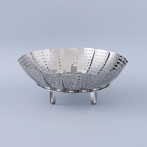 UMAI Stainless Steel Vegetable Steam Cooker | Double Layer | Foldable Baby Food Steamer for Vegetable Cooking | Rust & Stain Resistant | 9"- 23 Cm | Fit Various Size Pots - Image 1