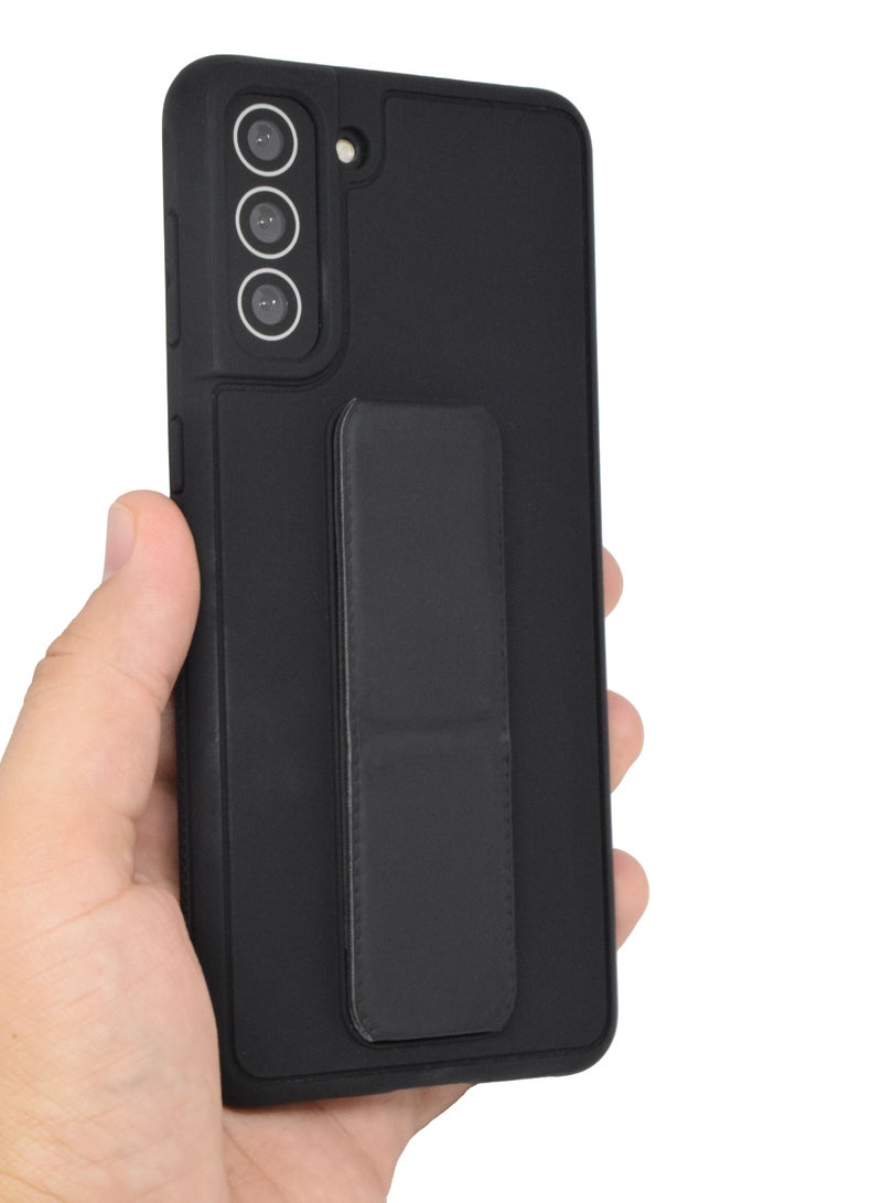 BORTONY Galaxy S21 Plus Case Silicone Camera Protected Shockproof With Finger Grip Stand Cover - Image 1