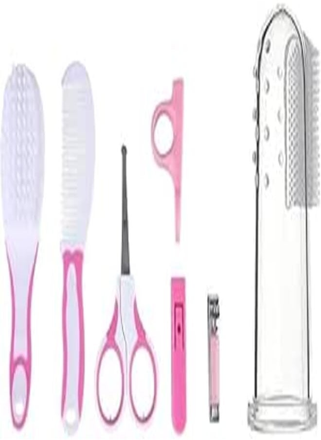 Generic Finger Toothbrush 1 Pc (free) Plastic and Metal Baby Nail Kit, Colorful Portable Baby Grooming Kit, for Baby Care New Parents Gifts multicolor- 