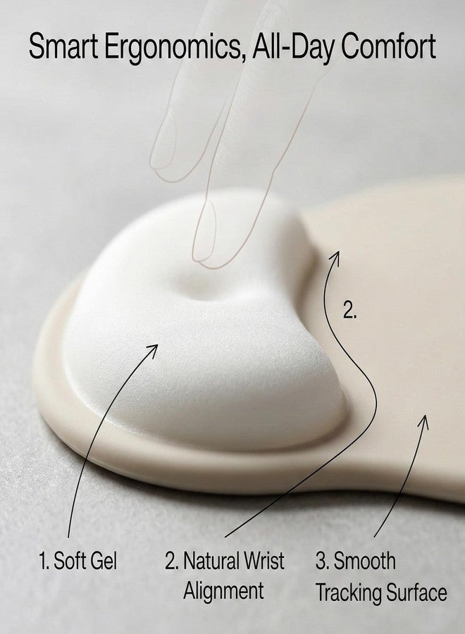 Mamfous Ergonomic Mouse Pad with Gel Wrist Rest Support, Non-Slip High Viscosity Base for Office, Gaming, Computer & Laptop - Colorful Design Desk Accessory (Solid Khaki) - Image 2