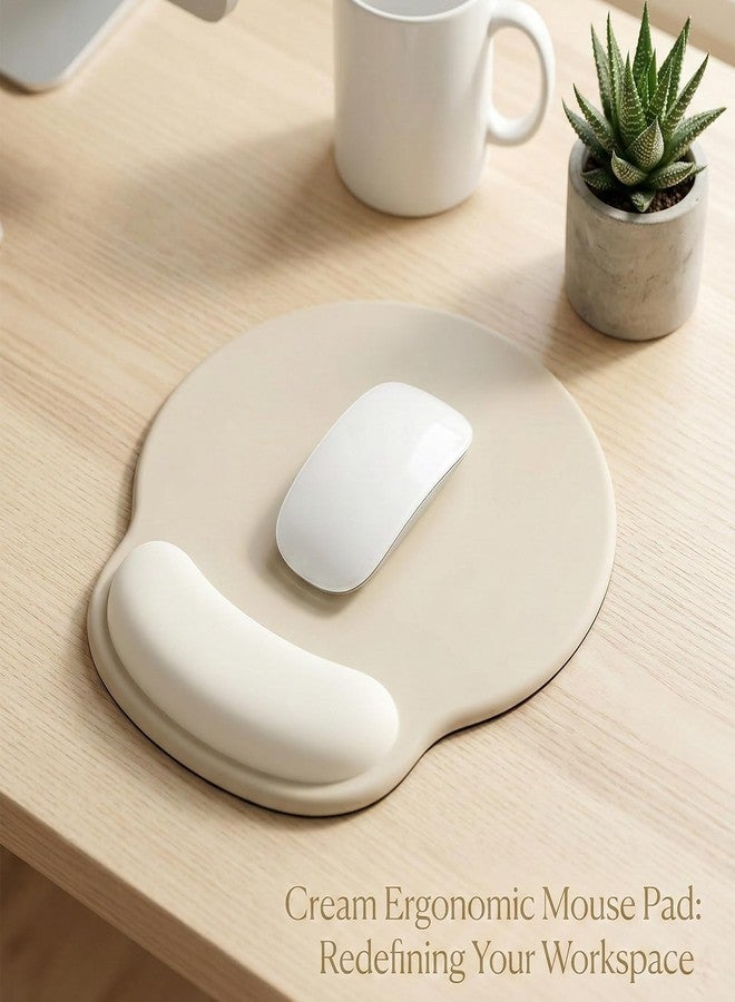Mamfous Ergonomic Mouse Pad with Gel Wrist Rest Support, Non-Slip High Viscosity Base for Office, Gaming, Computer & Laptop - Colorful Design Desk Accessory (Solid Khaki) - Image 5