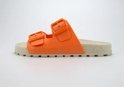 Voices Folk Women'S Birken Style Sandal With Adjustable Strap - Natural/Orange
