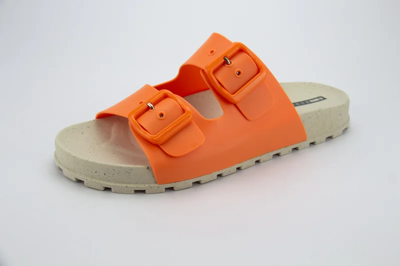 Voices Folk Women'S Birken Style Sandal With Adjustable Strap - Natural/Orange