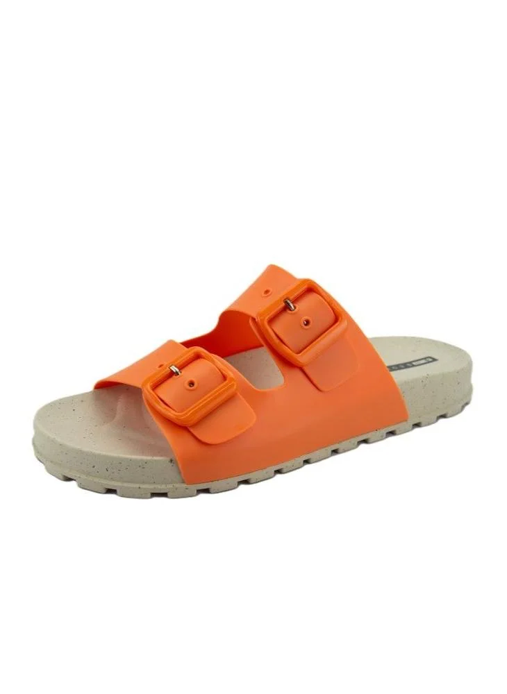 Voices Folk Women'S Birken Style Sandal With Adjustable Strap - Natural/Orange