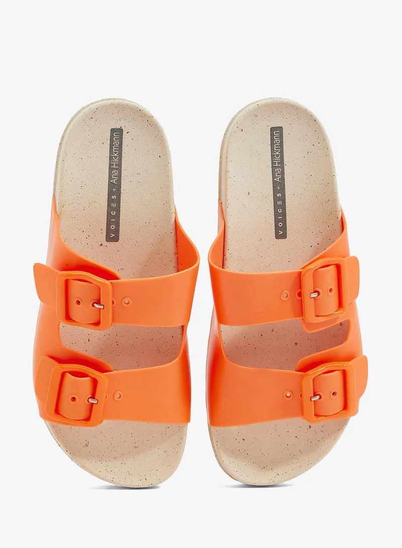 Voices Natural Pet-Orange-Orange Folk Women'S Birken Style Sandal With Adjustable Strap - Natural/Orange for Women | Best Price UAE