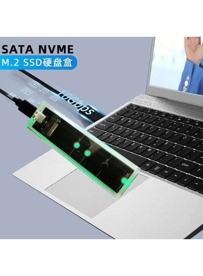 حافظة شفافة RGB لوحدة تخزين M.2 NVMe وSATA SSD – USB-C 3.2 Gen 2 بسرعة 10Gbps NVMe / 5Gbps SATA لأقراص PCIe M-Key وB+M Key (2230/2242/2260/2280) - Image 4