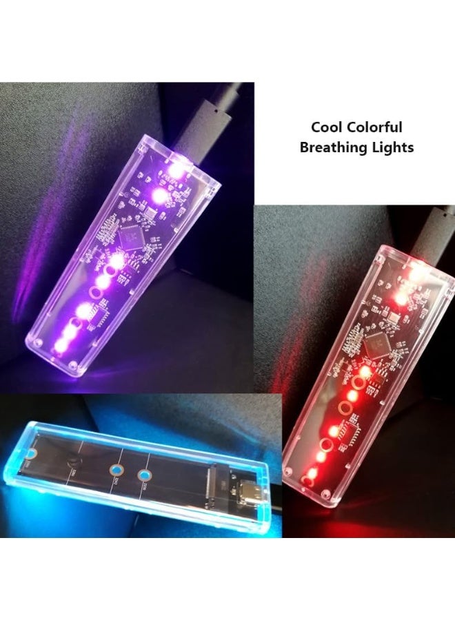 حافظة شفافة RGB لوحدة تخزين M.2 NVMe وSATA SSD – USB-C 3.2 Gen 2 بسرعة 10Gbps NVMe / 5Gbps SATA لأقراص PCIe M-Key وB+M Key (2230/2242/2260/2280) - Image 3