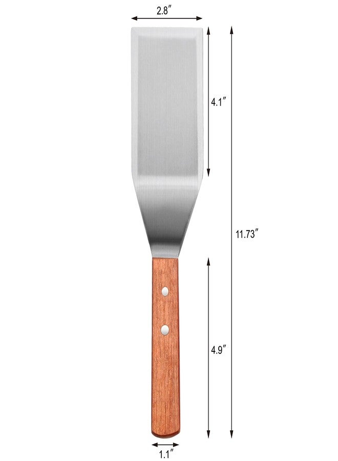 نيو ستار فود سيرفيس ملعقة تقليب/مقلاة هامبرغر شديدة التحمل بمقبض خشبي من نيو ستار فود سيرفيس 36299، مزودة بحافة قاطعة، 11.5 بوصة - Image 2
