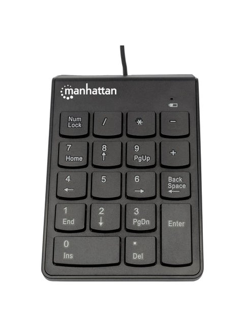 Manhattan Numeric Wired Keypad USB Wired 18 Full-Size Keys - Black