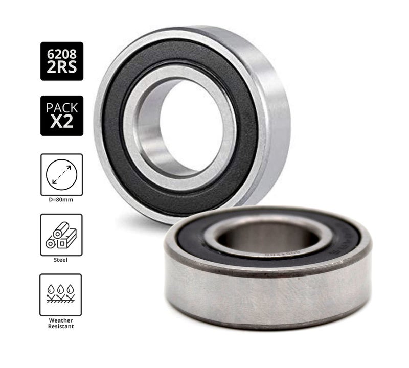 DOJA Barcelona (PACK 2) Industrial | 2 Bearing Units with Support 6208 2RS C3 Ball Bearings for Shaft (40 mm) High Quality | Bearing with Supports for: Milling Machine, 3D Printer, DIY - Image 3