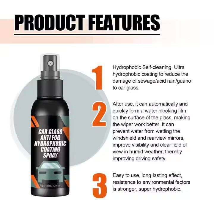 VISIONEX Car Glass Anti Fog Hydrophobic Coating Spray |Rainproof, Streak-Free Automotive Cleaner | Multipurpose Windshield Cleaning Liquid 2 - Image 4